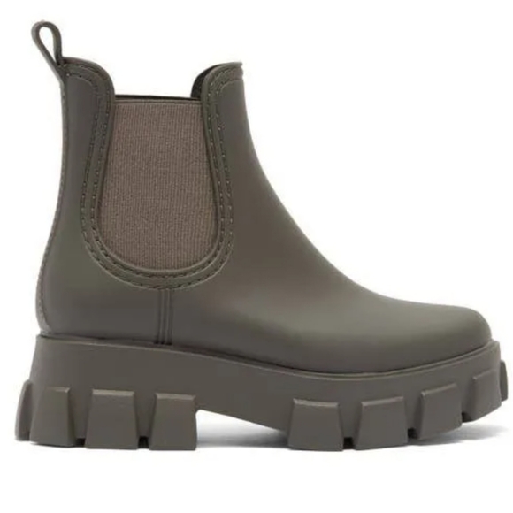 Jeffrey Campbell Shoes - Jeffrey Campbell Platform Lug Sole Chelsea Rain Boot Army Green